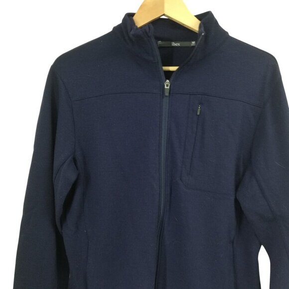 Ibex Blue Mock Neck Full Zip 100% Merino Wool Cardigan Sweater Size M Outdoor - Picture 5 of 11